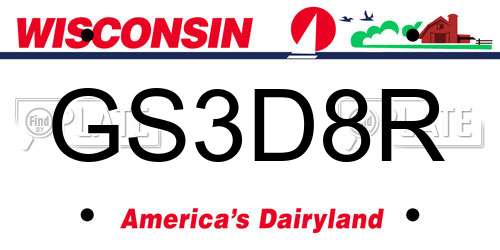 GS3D8R Wisconsin License Plate