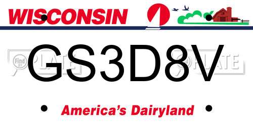 GS3D8V Wisconsin License Plate