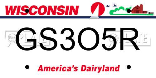 GS3O5R Wisconsin License Plate
