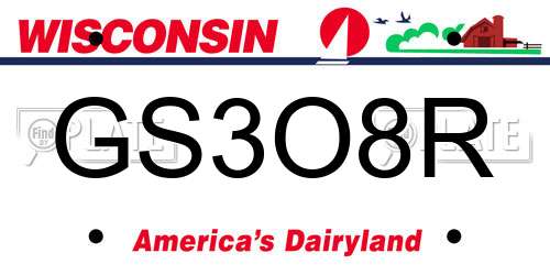 GS3O8R Wisconsin License Plate