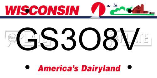 GS3O8V Wisconsin License Plate