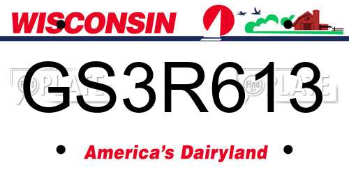 GS3R613 Wisconsin License Plate