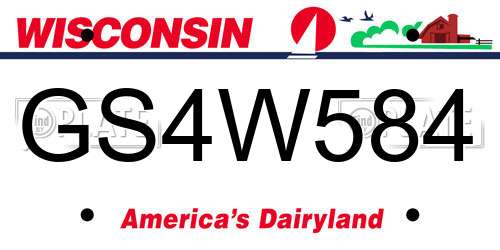 GS4W584 Wisconsin License Plate