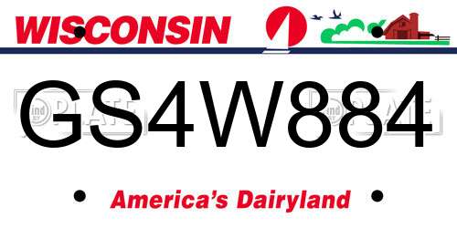 GS4W884 Wisconsin License Plate
