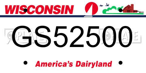 GS52500 Wisconsin License Plate