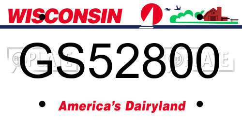 GS52800 Wisconsin License Plate