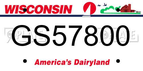 GS57800 Wisconsin License Plate