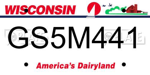 GS5M441 Wisconsin License Plate