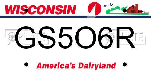 GS5O6R Wisconsin License Plate