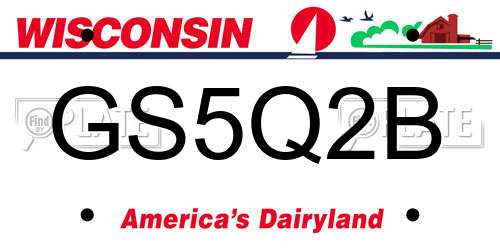 GS5Q2B Wisconsin License Plate