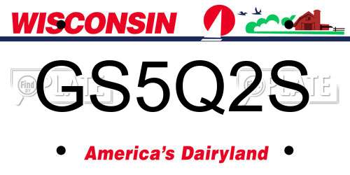 GS5Q2S Wisconsin License Plate