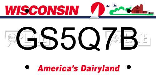 GS5Q7B Wisconsin License Plate