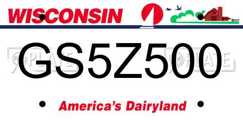 GS5Z500 Wisconsin License Plate