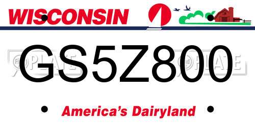 GS5Z800 Wisconsin License Plate