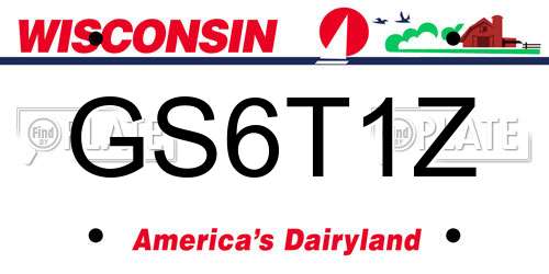 GS6T1Z Wisconsin License Plate