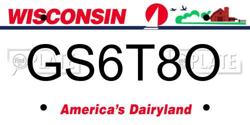 GS6T8O Wisconsin License Plate