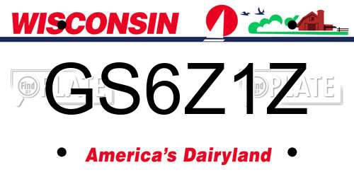 GS6Z1Z Wisconsin License Plate
