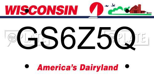 GS6Z5Q Wisconsin License Plate