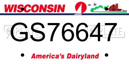 GS76647 Wisconsin License Plate