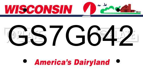 GS7G642 Wisconsin License Plate
