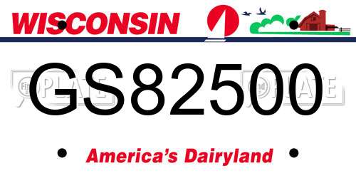 GS82500 Wisconsin License Plate