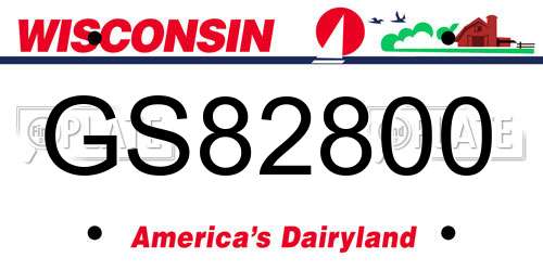 GS82800 Wisconsin License Plate