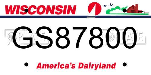 GS87800 Wisconsin License Plate