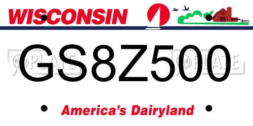 GS8Z500 Wisconsin License Plate