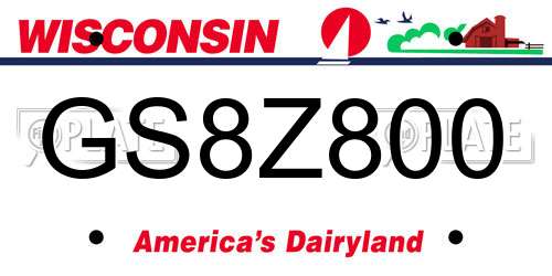 GS8Z800 Wisconsin License Plate