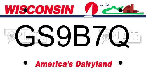 GS9B7Q Wisconsin License Plate