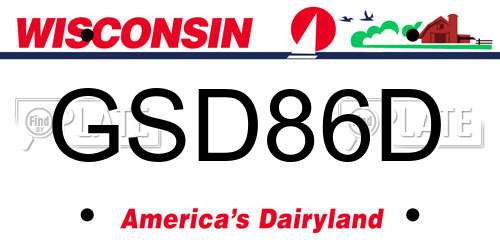 GSD86D Wisconsin License Plate