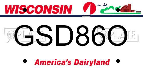 GSD86O Wisconsin License Plate