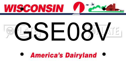 GSE08V Wisconsin License Plate