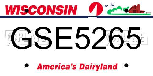 GSE5265 Wisconsin License Plate