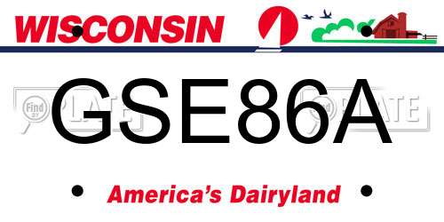 GSE86A Wisconsin License Plate