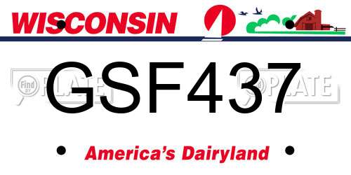 GSF437 Wisconsin License Plate