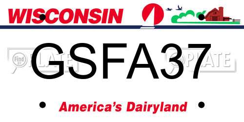 GSFA37 Wisconsin License Plate