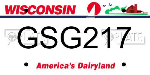 GSG217 Wisconsin License Plate