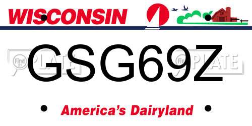GSG69Z Wisconsin License Plate