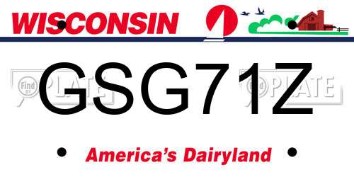 GSG71Z Wisconsin License Plate