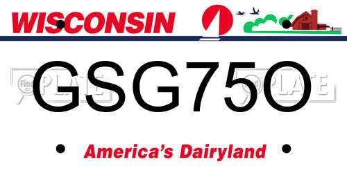 GSG75O Wisconsin License Plate