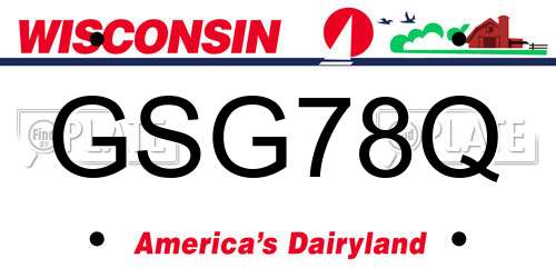 GSG78Q Wisconsin License Plate