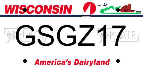 GSGZ17 Wisconsin License Plate