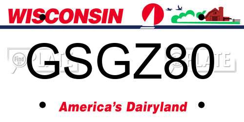 GSGZ80 Wisconsin License Plate