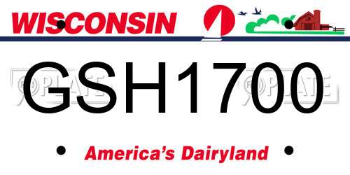 GSH1700 Wisconsin License Plate