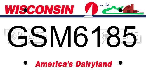 GSM6185 Wisconsin License Plate