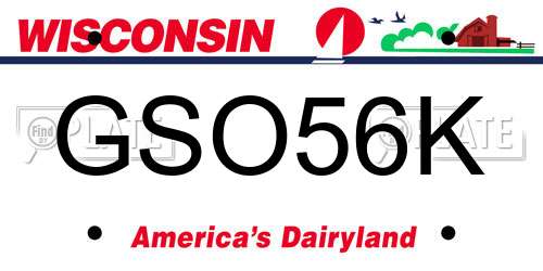 GSO56K Wisconsin License Plate