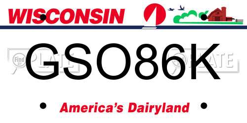 GSO86K Wisconsin License Plate