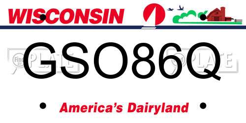 GSO86Q Wisconsin License Plate