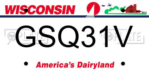 GSQ31V Wisconsin License Plate